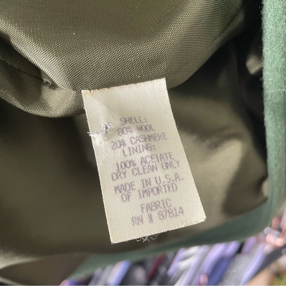 Vintage Henri Bendel New York Green Wool Cashmere Blend Pea Coat - Picture 9 of 9